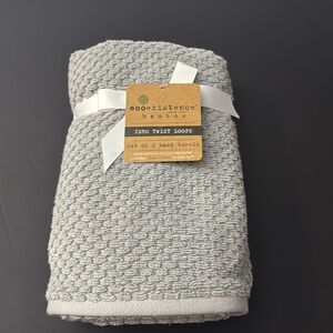 2pc ECOEXISTENCE Bamboo Zero Twist Loops Hand Towel Set - Pearlgrey